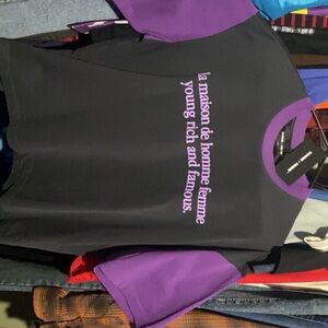 La Maison De Homme Femme Black and Purple Tee